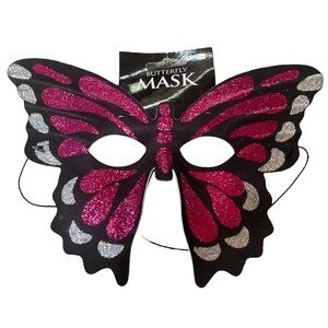 Amscan Adult Pink And Black Glitter Butterfly Face Mask NWT Halloween/Costume